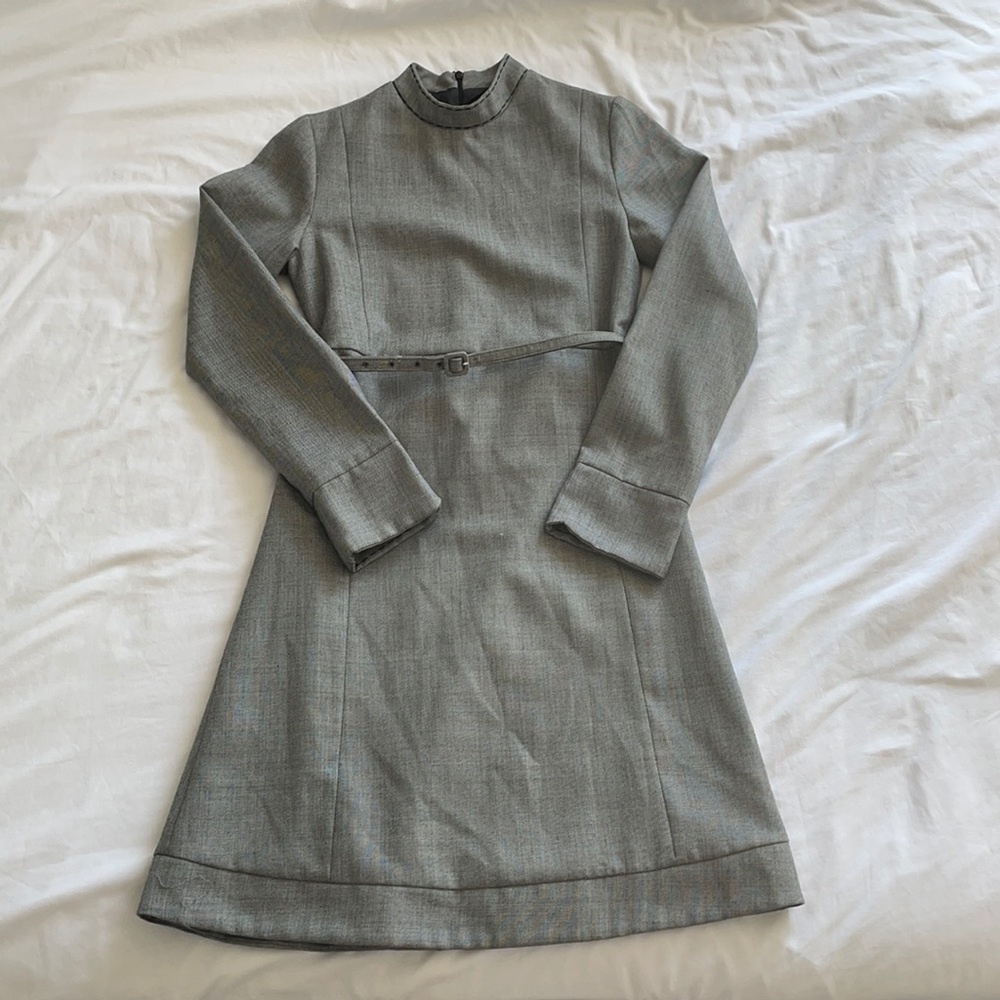 Happy Grey Structured Panel High Neck Dress